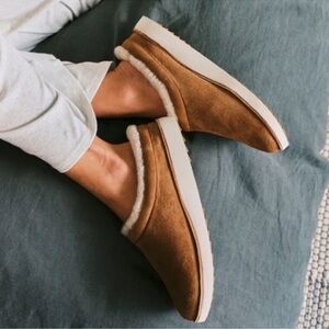 Olukai Mani Women’s Leather Suede Mule Slippers in Tan Golden Sand Size 6